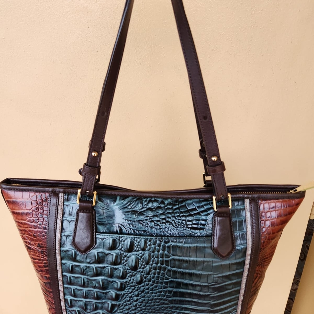 Brahmin Asher Ivy Figaro Medium Croc Embossed Leather Tote - Picture 13 of 13